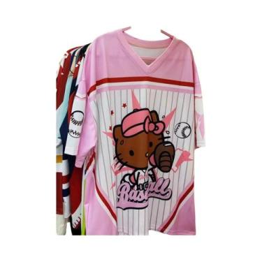 Imagem de Camiseta Unissex Hello Kitty Com Decote Em V, Moda Cartoon, Roupas Esp