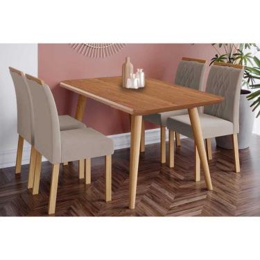 Imagem de Conjunto de Jantar Sala Completa Adele com 4 Lugares Tampo MDF com Cadeiras Juliana