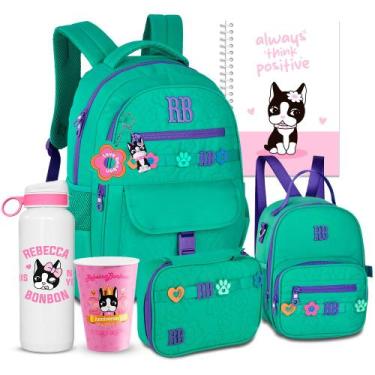 Imagem de Kit Mochila Rebecca Bonbon Escolar Feminina Estojo Lancheira, 18 litro