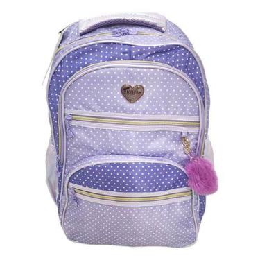 Imagem de Mochila Kika De Bolinha Feminina Escolar Reforçada Juvenil , Violeta