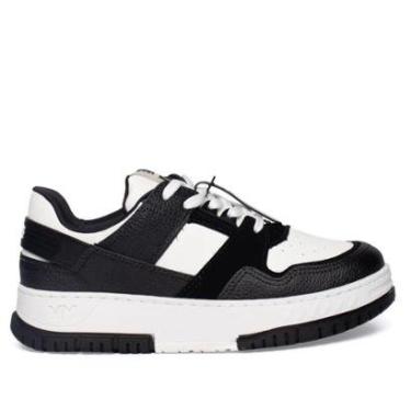 Imagem de Tênis Feminino Via Marte Napa com Recortes Branco/Preto-Feminino