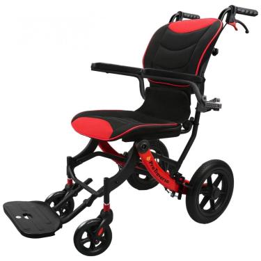 Imagem de Cadeira de Rodas para Adultos ProTraverse Vermelha e Preta Dobrável Leve com Almofadas Removíveis