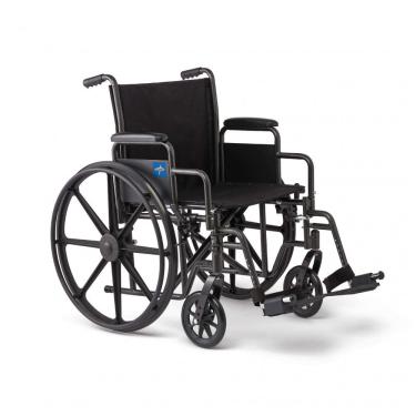 Imagem de Cadeira de Rodas Dobrável Medline Preto Confortável com Braços de Mesa e Apoio de Pés Deslocável Modelo Medline Comfortable Folding