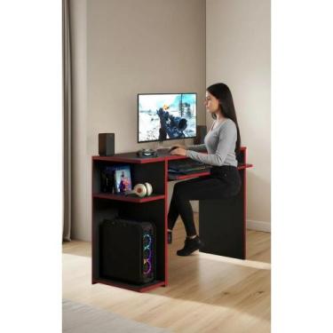 Imagem de Mesa Gamer Escritório 80cm MDP 1 Prateleira Suporte CPU - Congratulati