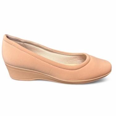 Imagem de Sapato Feminino Lycra Anabela Caqui Comfortflex 2494305, 38, CAQUI