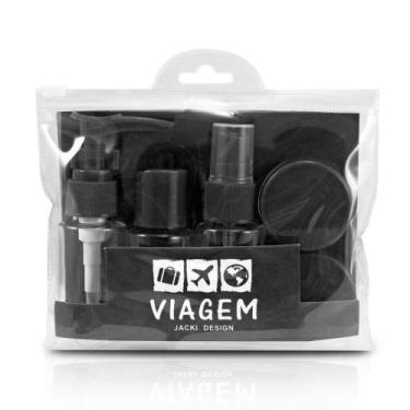 Imagem de Kit Frascos p/ Viagem de 7 Peças Preto Jacki Design ARF18582