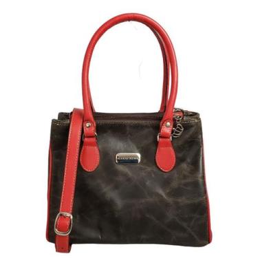Imagem de Bolsa Transversal/Tiracolo em Couro marrom e vermelho Maria Adna