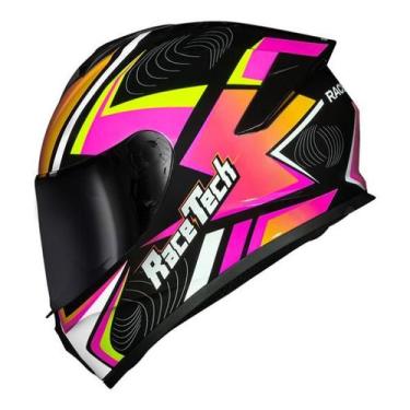 Imagem de Capacete Esportivo Moto Race Tech Hit Draw Preto Com Rosa, 58