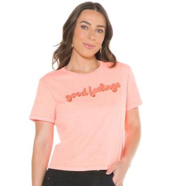 Imagem de Blusa Cropped Feminino Manga Curta T Shirt Bordada Verão - Aymee, Lara