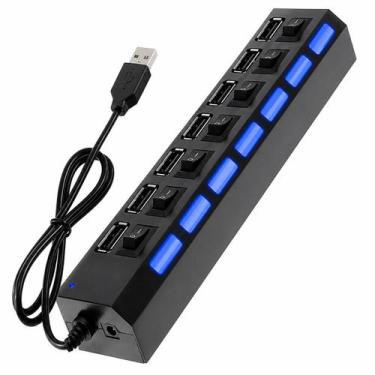 Imagem de Hub USB 2.0 7 Portas Com Interruptor On Off Alta Velocidade Para Noteb