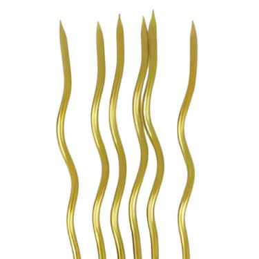 Imagem de Vela de Aniversário Espiral Ondulada com Palito Metalizado Kit com 6 Unidades Cor Dourado Extra Festas