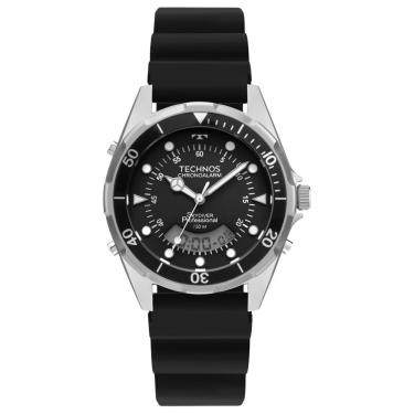 Imagem de Relógio Masculino Skydiver Ana Digi com Pulseira de Silicone e Sistema Anadigi Preto Technos