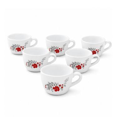 Imagem de Xícara Scarlet Bliss 6 Unidades Vidro Opalino Acabamento Liso para Café Diário Branca Fratelli
