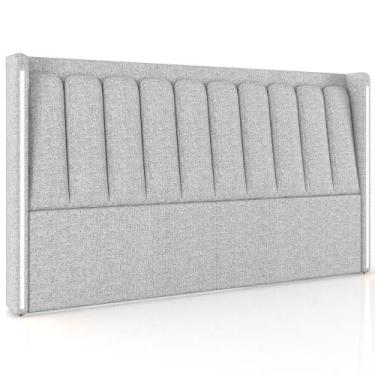 Imagem de Cabeceira Cama Box Casal Estofada com LED 140cm Moan P05 Linho Cinza C
