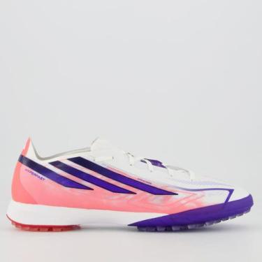 Imagem de Chuteira Adidas F50 Hyperfast Pro TF Society Branca e Rosa, 39