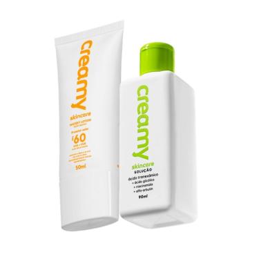 Imagem de Kit Skincare Protetor Solar Facial Fps 60 Tranexâmico com Ácido Multicolorido Creamy 50ML 90ML