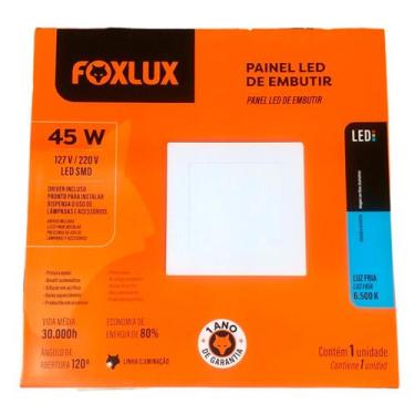 Imagem de Painel LED Quadrado Embutir Foxlux 45W 6500K Branco Frio Bivolt