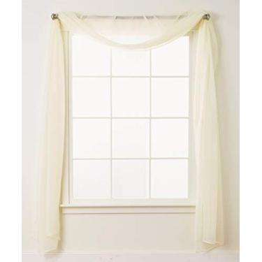Imagem de Elegant Comfort Cortinas transparentes de luxo, painéis de cortina de tratamento de janela com bolso para varão para cozinha, quarto e sala de estar (139,7 x 548,6 cm de comprimento), bege