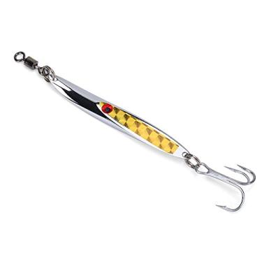 Imagem de Deadly Dicks Iscas de pesca, 1 peça isca de pesca de pau mortal com gancho, iscas de pesca isca de lantejoulas isca de metal baixo colher dura isca de gabarito isca artificial selecionável (amarelo 28g)