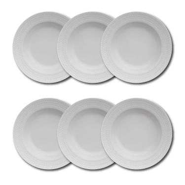 Imagem de Conjunto de Pratos Fundos Germer Chevron em Porcelana Branco – 6 Peças