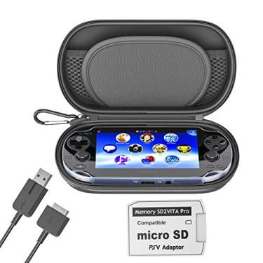 Imagem de Skywin Kit Para Ps Vita - Bolsa De Transporte Ps Vita, Cabo De Carregamento E Adaptador De Cartão De Memória Micro Sd Compatível Com Ps Vita 1000/2000 3.6 Ou Sistema Henkaku