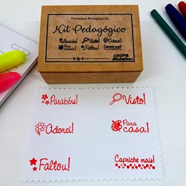 Imagem de Kit Carimbos Pedagógicos - Kit com 6 carimbos 3x1,5cm em uma caixinha de mdf