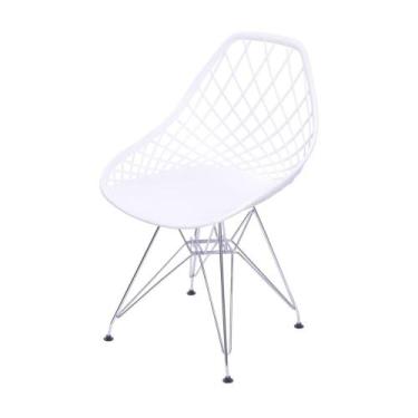 Imagem de Cadeira Kaila Polipropileno Branca Base Metal Cromado - Or Design
