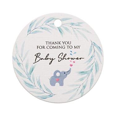 Imagem de Summer-Ray 50 peças Thank You for Coming to My Baby Shower Tema Elefante Etiquetas de agradecimento Etiquetas de favor