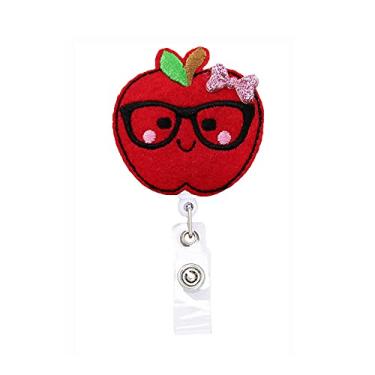 Imagem de Carretel retrátil para porta-crachá para cartão de nome Apple com clipe jacaré, cordão de puxar de 61 cm de espessura