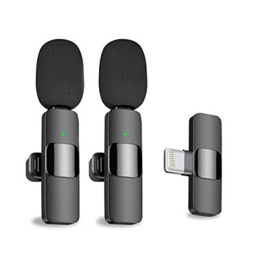 Imagem de NUOBODE 2 Pecas Microfone de Lapela Sem Fio para iPhone, Microfone Duplo para Gravacao de Video, Sincronizacao Automatica, Show ao Vivo, Compatível com iOS, YouTube, TikTok, Zoom