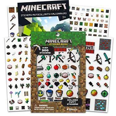 Imagem de Super conjunto de adesivos de lembrancinhas de festa Minecraft -- Mais de 600 adesivos Minecraft em 8 folhas, incluindo adesivos bufantes (pacote de suprimentos para festa Minecraft)