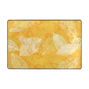 Imagem de My Little Nest Tapete de área folhas de outono amarelo leve capacho 2' x 3', esponja de memória interior decoração externa tapete para entrada sala de estar quarto escritório cozinha corredor