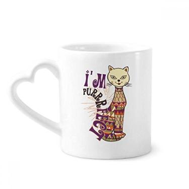 Imagem de Slogan I'm Perfect Caneca de animal de gato colorido café cerâmica copo de coração de vidro