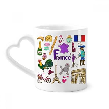 Imagem de Caneca com bandeira nacional de animais da França Landscap Caneca de café cerâmica copo de coração de vidro