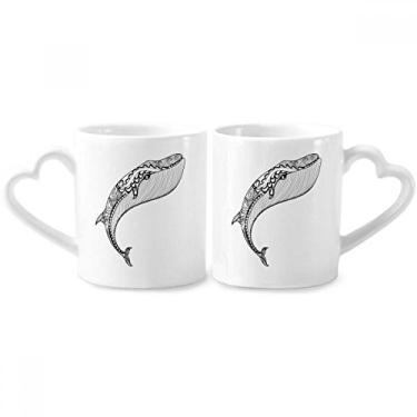 Imagem de Conjunto de canecas de porcelana para casais grandes e fortes com alça de coração de cerâmica