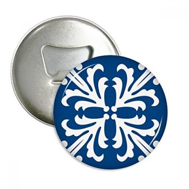 Imagem de Azul Talavera Padrão Flor Ilustração Abridor de Garrafas Imã de Geladeira Emblema Multifuncional