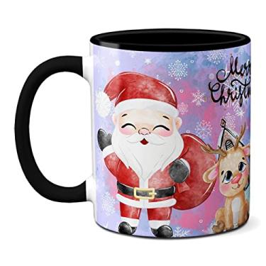 Imagem de Caneca Merry Christmas Renas Boneco De Neve Natal Fofo (Preta)