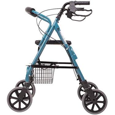 Imagem de Andador de empurrar para cadeira de rodas ADITAM, andador leve dobrável de alumínio com quatro rodas, adequado para: carrinho de compras de idosos, muletas de compras de supermercado Double the