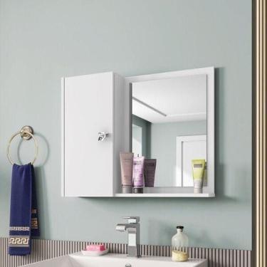 Imagem de Espelheira Para Banheiro 1 Porta 2 Prateleiras Gênova Móveis Bechara