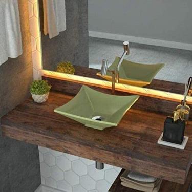 Imagem de Cuba de Apoio para Banheiro L30 Lux Quadrada Folha Compace Verde Acqua