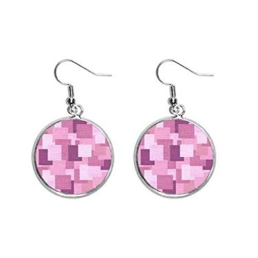 Imagem de Brinco de malha de linho roxo quadrado com pingente de orelha de mosaico prata joia feminina