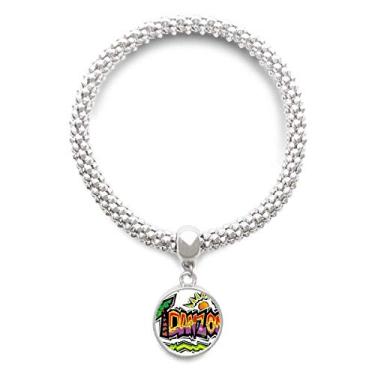 Imagem de DIYthinker Pulseira de prata com pingente de slogan de danzão rosa Elment da cultura do México Bracelete ajustável