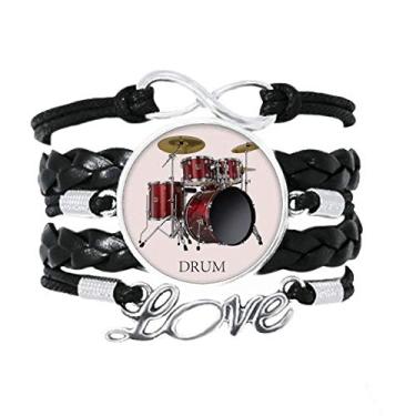 Imagem de OFFbb-USA Instrumento musical clássico pulseira de bateria acessório amor corda de couro torcido presente