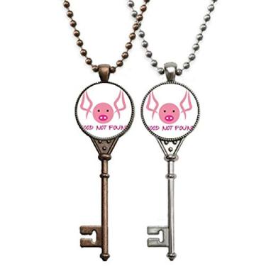 Imagem de OFFbb-USA Fat Pig Ears Art Deco Presente Fashion Chaveiro Colar Pingente Joias Decoração Casal