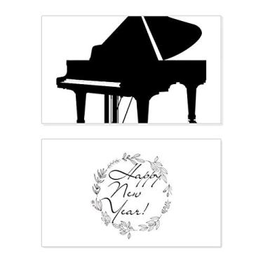 Imagem de Piano Clássico Instrumento de Música Padrão Ano Novo, Cartão de felicitações, Mensagem de Abençoamento Presente