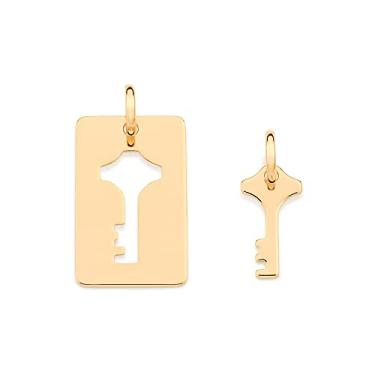 Imagem de Pingente cara metade chave folheado a ouro Rommanel med. 2,8 cm