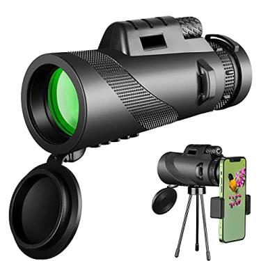 Imagem de Telescópio monocular de alta definição 40X60 com suporte para smartphone e tripé - Lente FMC e prisma BAK4 - para observação de pássaros, concerto, viagem, monóculos de baixa visão noturna para adultos e crianças