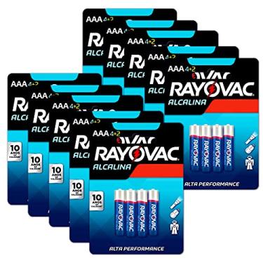 Imagem de 60 Pilhas AAA Palito Alcalina Rayovac 10 Cartelas C/ 6 Unidades