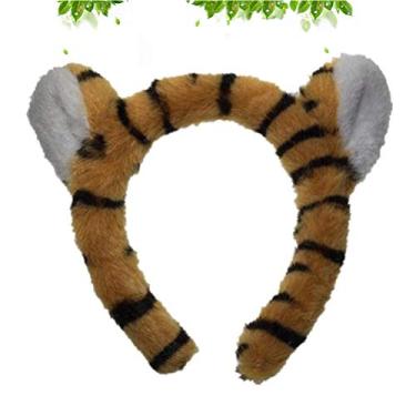 Imagem de Tiara de orelha de tigre para orelhas de animal de pelúcia, acessório para de Halloween e festa de aniversário