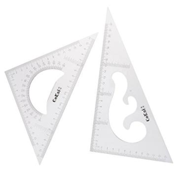 Imagem de kowaku Conjunto de Ferramentas de Régua de Geometria Desenho Esboço Régua de Triângulo com Transferidor de Preensão - 25cm